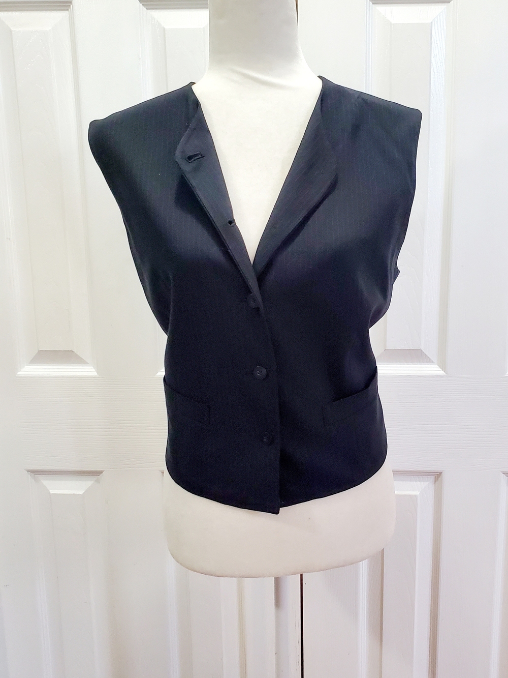 Lauren Ralph Lauren Vintage Y2K Black Pinstripe Vest 12 Equestrian Old Money - Picture 2 of 10